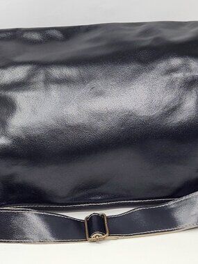 New Florence Leather Market smooth black Italian leather satchel